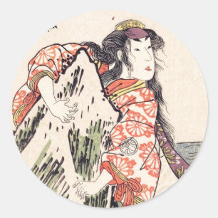 Der Schauspieler Segawa Kikunojo III in einer Runder Aufkleber