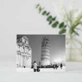 Der Schiefe Turm unter dem Schnee (B&W) Postkarte (Stehend Vorderseite)