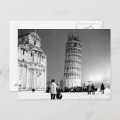 Der Schiefe Turm unter dem Schnee (B&W) Postkarte (Vorne/Hinten)