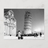 Der Schiefe Turm unter dem Schnee (B&W) Postkarte (Vorderseite)