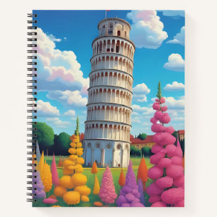 Der schiefe Turm von Pisa im Frühling Notizblock