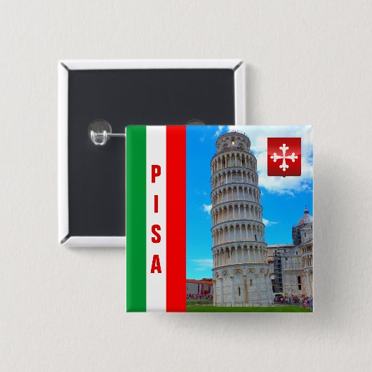 Der Schiefe Turm von Pisa - Italien Button (Vorne & Hinten)