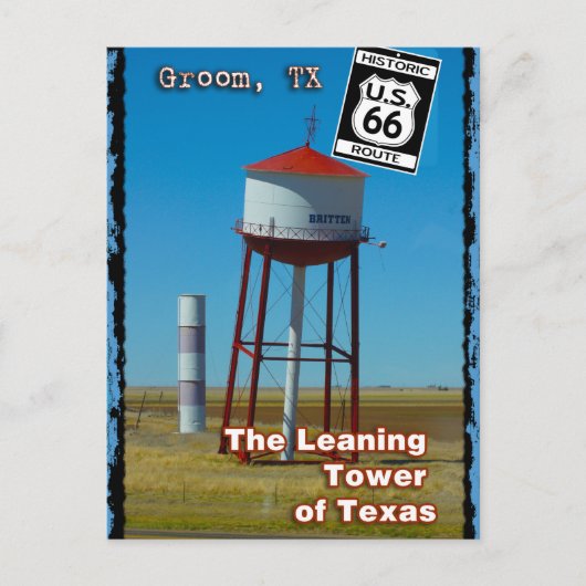 Der schiefe Turm von Texas im Boden - Autobahn 66 Postkarte (Vorderseite)