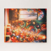 Der schimmernde Retro-Weihnachtsbaum mit groovy St Puzzle (Horizontal)