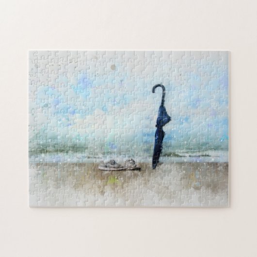 Der Schirm am Strand - Puzzle (Horizontal)