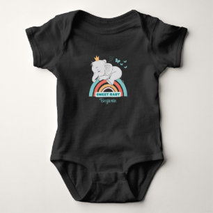 Der schlafende Elefant auf Regenbogen Personalisie Baby Strampler