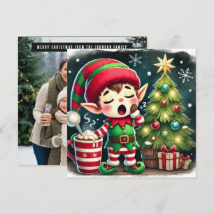 Der schlafende Helfer des Weihnachtsmanns schläft Feiertagskarte