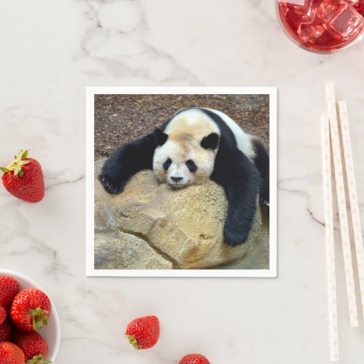 Der schlafende Riesenpanda fiel auf einen Felsen Serviette (Beispiel)