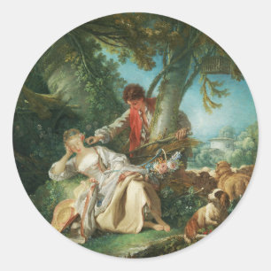 Der Schlafstopp von François Boucher Runder Aufkleber