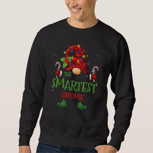 Der schlauste Gnome Buffalo Karierter Weihnachtsba Sweatshirt (Vorderseite)