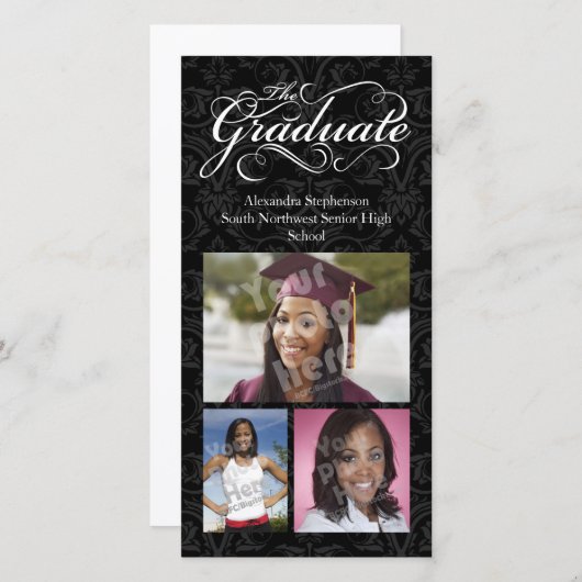 Der schlichte, elegante schwarze Abschluss Ankündigung (Vorne/Hinten)