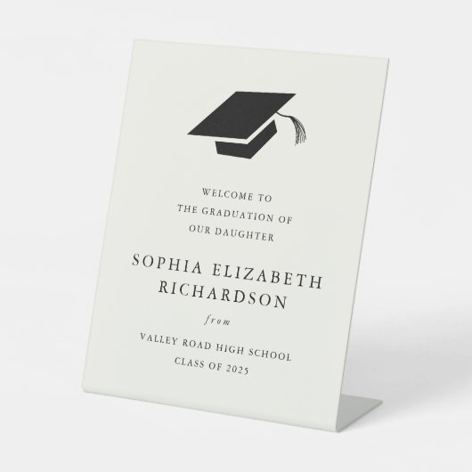 Der schlichte klassische Schwarz-Weiß-Abschluss - Sockelschild (Vorderseite)