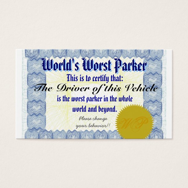 Der schlimmste Parker der Welt (Vorderseite)