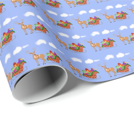 Der Schlitten des Weihnachtsmanns Geschenkpapier (Rolleneckpunkt)
