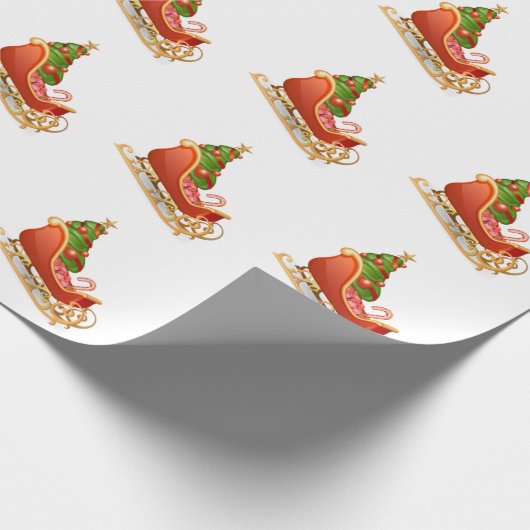 Der Schlitten des Weihnachtsmanns Geschenkpapier (Ecke)