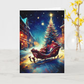 Der Schlitten des Weihnachtsmanns Karte (Gelbe Blume)