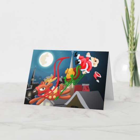 Der Schlitten des Weihnachtsmanns Karte (Vorderseite)