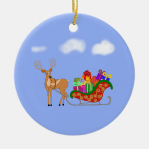 Der Schlitten des Weihnachtsmanns Keramik Ornament