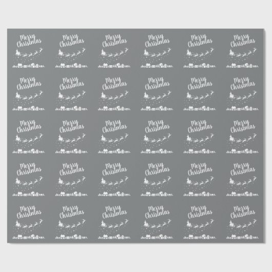 Der Schlitten des Weihnachtsmanns mit Rentieren üb Geschenkpapier (Flach)