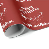 Der Schlitten des Weihnachtsmanns mit Rentieren üb Geschenkpapier (Rolleneckpunkt)