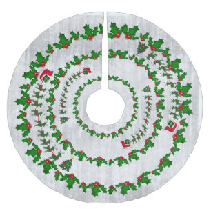 Der Schlitten des Weihnachtsmanns mit Rentieren un Polyester Weihnachtsbaumdecke