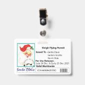 Der Schlittenfahrschein des Weihnachtsmanns für Ki Ausweis (Vorderseite mit Clip)