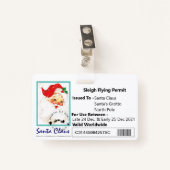 Der Schlittenfahrschein des Weihnachtsmanns für Ki Ausweis (Vorderseite mit Klammer)