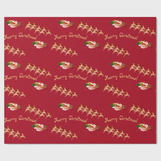 Der Schlittentext des Weihnachtsmanns auf Rot Geschenkpapier (Flach)