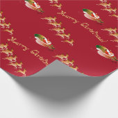 Der Schlittentext des Weihnachtsmanns auf Rot Geschenkpapier (Ecke)