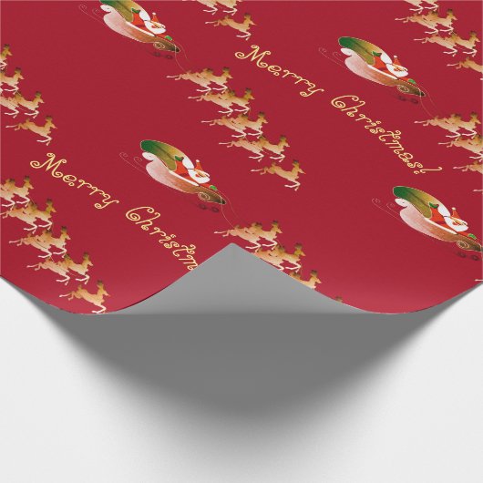 Der Schlittentext des Weihnachtsmanns auf Rot Geschenkpapier (Ecke)