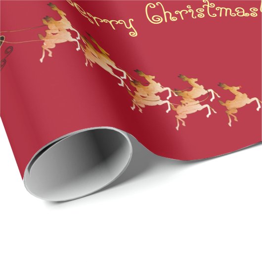 Der Schlittentext des Weihnachtsmanns auf Rot Geschenkpapier (Rolleneckpunkt)