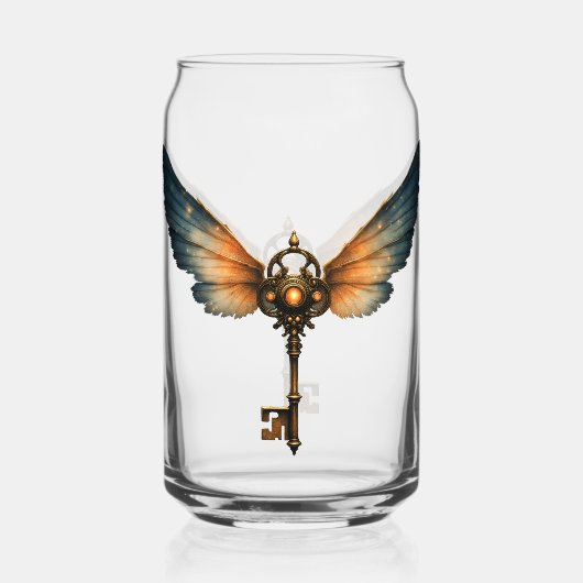 Der Schlüssel der Ewigkeit – Steampunk-Flügel  Dosenglas (Vorderseite)