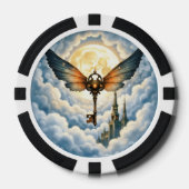 Der Schlüssel der Ewigkeit – Steampunk Flügel Pokerchips (Vorderseite)