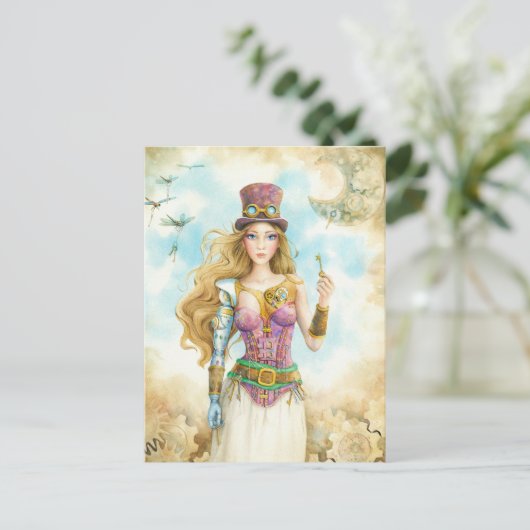 'Der Schlüssel', Steampunk-Mädchen. Postkarte (Stehend Vorderseite)