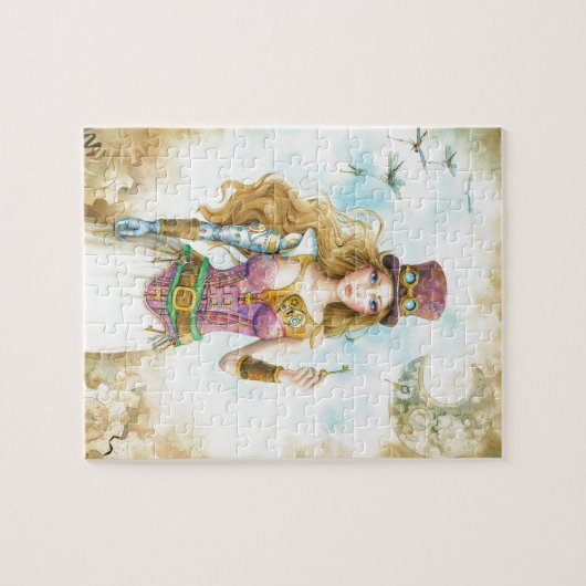 "Der Schlüssel", Steampunk Mädchen Puzzle (Horizontal)