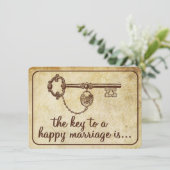 Der Schlüssel zu einer glücklichen Ehe ist... Vint Hinweiskarte (Stehend Vorderseite)