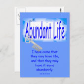 Der Schlüssel zu reichlichem Leben v2 (John 10:10) Postkarte (Vorne/Hinten)