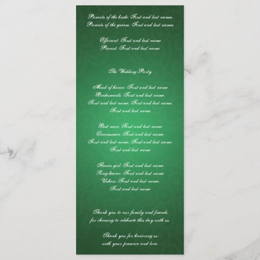 Der Schlüssel zum Hochzeitsprogramm für mein Herz- Programm (Rückseite)