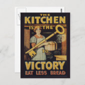 Der Schlüssel zum Sieg; Essen Sie weniger Brot Postkarte (Vorne/Hinten)