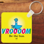 Der Schlüsselanhänger der Taube Vroom (Rückseite)