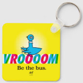 Der Schlüsselanhänger der Taube Vroom (Rückseite)