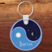 Der Schlüsselanhänger Sonne, Mond und Sterne (blau (Vorderseite)
