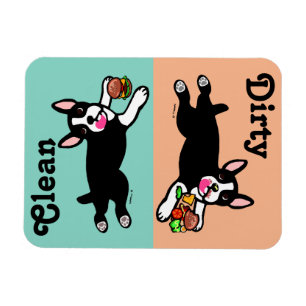 Der schmutzige Boston-Terrier-Cartoon/säubern Magnet