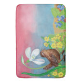 Der Schneefall und der Waldvogel beschwören den Fr Badematte (Vorderseite Vertikal)