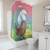 Der Schneefall und der Waldvogel beschwören den Fr Duschvorhang (Beispiel)