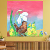 Der Schneefall und der Waldvogel beschwören den Fr Leinwanddruck (Insitu (Wohnzimmer))