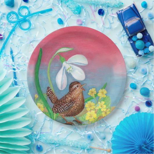 Der Schneefall und der Waldvogel beschwören den Fr Pappteller (Party)