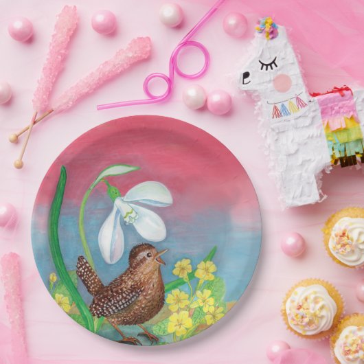 Der Schneefall und der Waldvogel beschwören den Fr Pappteller (Party)