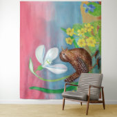 Der Schneefall und der Waldvogel beschwören den Fr Wandteppich (Beispiel)