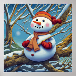 Der Schneemann auf dem Baum Poster
